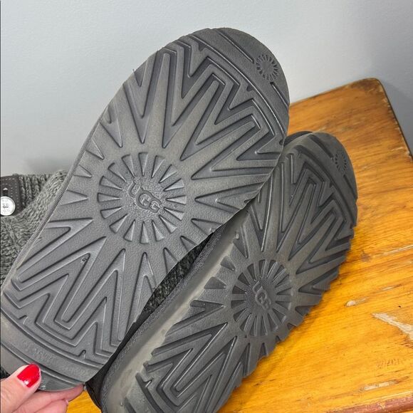 UGG Charcoal Knit Boots with Button Accents - Picture 6 of 7